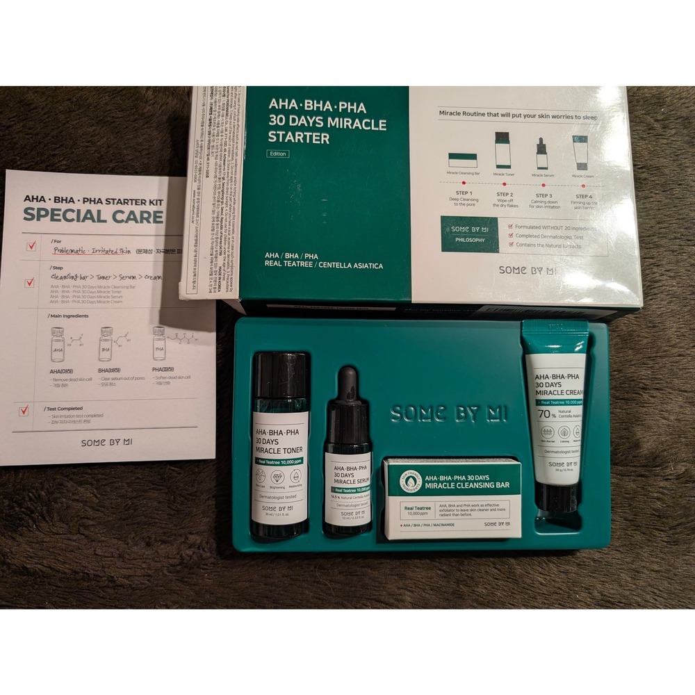 Some By Mi AHA BHA PHA 30 Days Miracle Starter Kit 4 Step Skin Care Set New